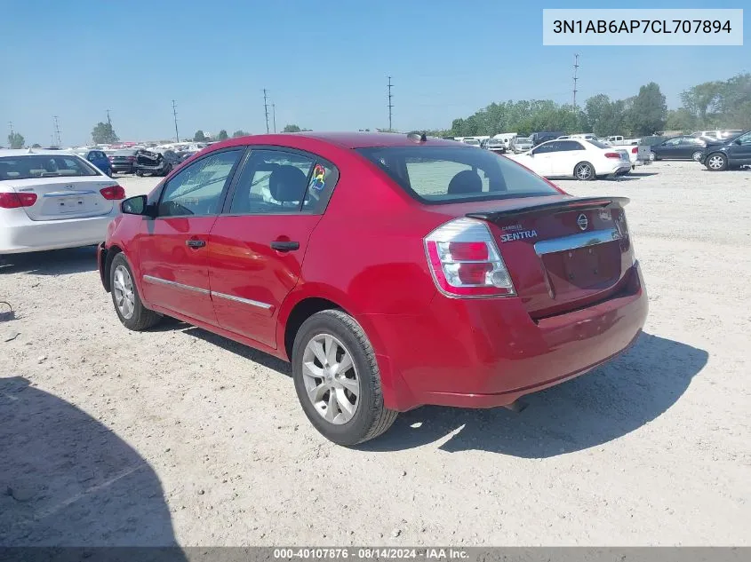 2012 Nissan Sentra 2.0/2.0S/Sr/2.0Sl VIN: 3N1AB6AP7CL707894 Lot: 40107876