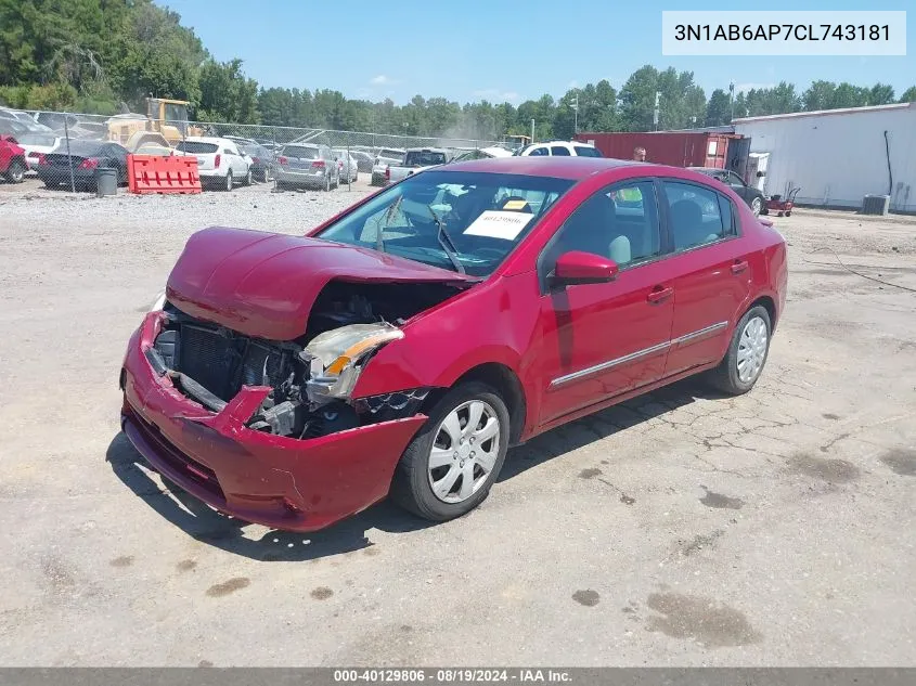 3N1AB6AP7CL743181 2012 Nissan Sentra 2.0 S