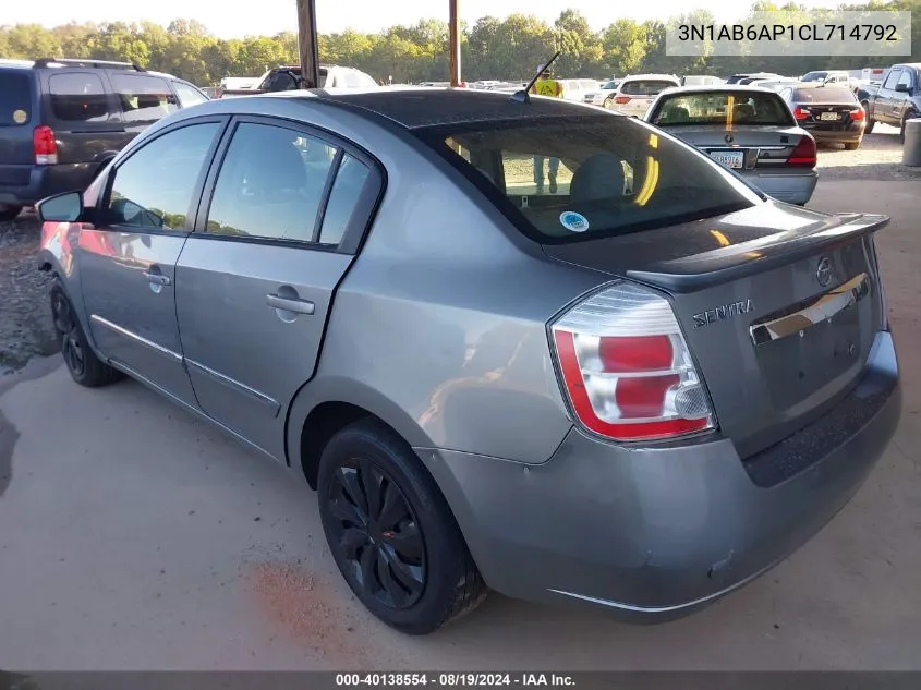 2012 Nissan Sentra 2.0 S VIN: 3N1AB6AP1CL714792 Lot: 40138554