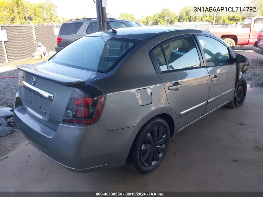 2012 Nissan Sentra 2.0 S VIN: 3N1AB6AP1CL714792 Lot: 40138554