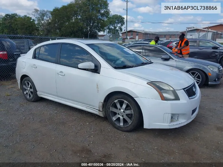 2012 Nissan Sentra 2.0/2.0S/Sr/2.0Sl VIN: 3N1AB6AP3CL738866 Lot: 40150036