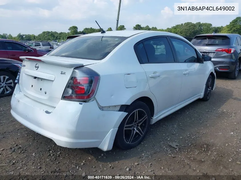 3N1AB6AP4CL649002 2012 Nissan Sentra 2.0 Sr