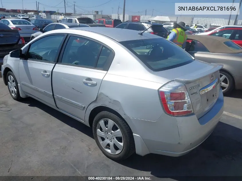 2012 Nissan Sentra 2.0 S VIN: 3N1AB6APXCL781696 Lot: 40230184