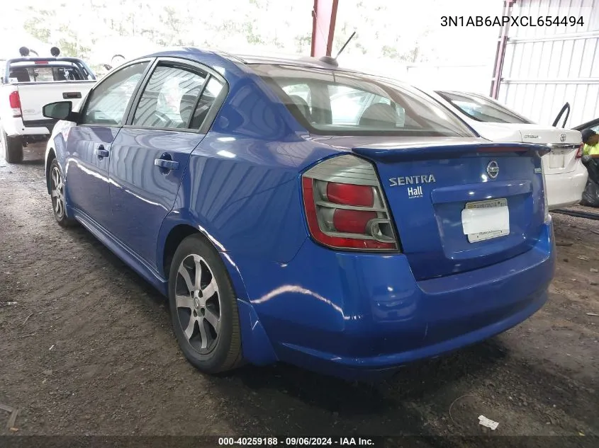 3N1AB6APXCL654494 2012 Nissan Sentra 2.0 Sr