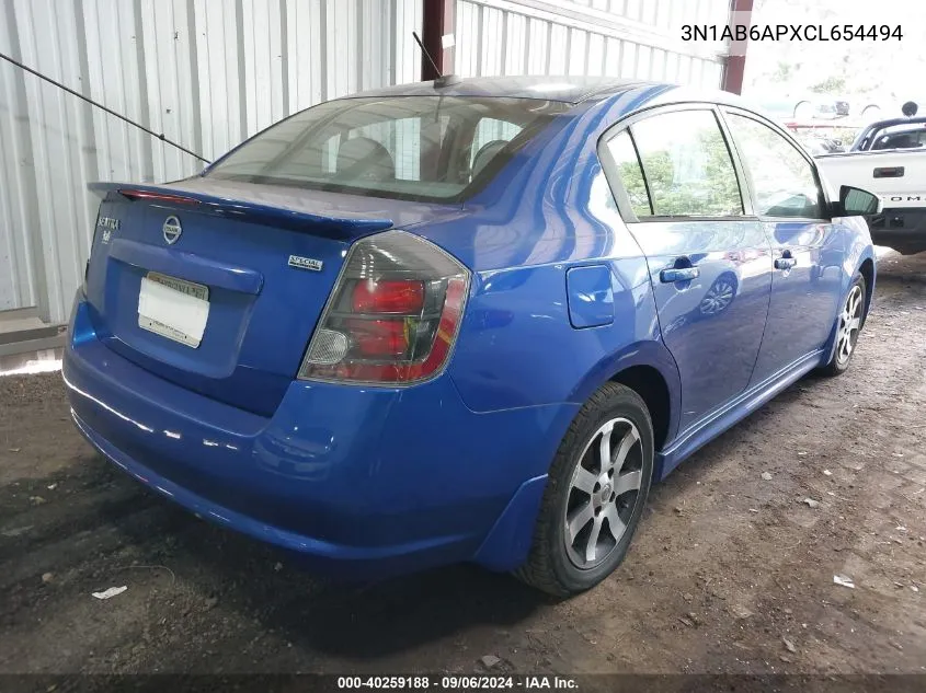 2012 Nissan Sentra 2.0 Sr VIN: 3N1AB6APXCL654494 Lot: 40259188