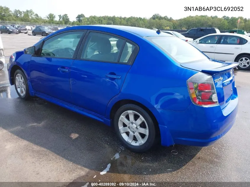 2012 Nissan Sentra 2.0 Sr VIN: 3N1AB6AP3CL692052 Lot: 40289392