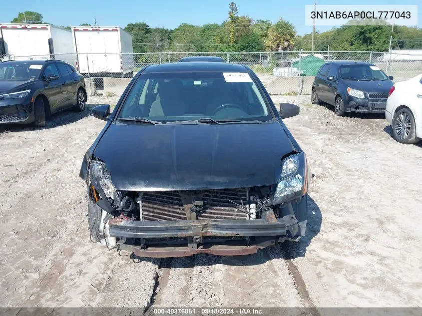 2012 Nissan Sentra 2.0/2.0S/Sr/2.0Sl VIN: 3N1AB6AP0CL777043 Lot: 40376081