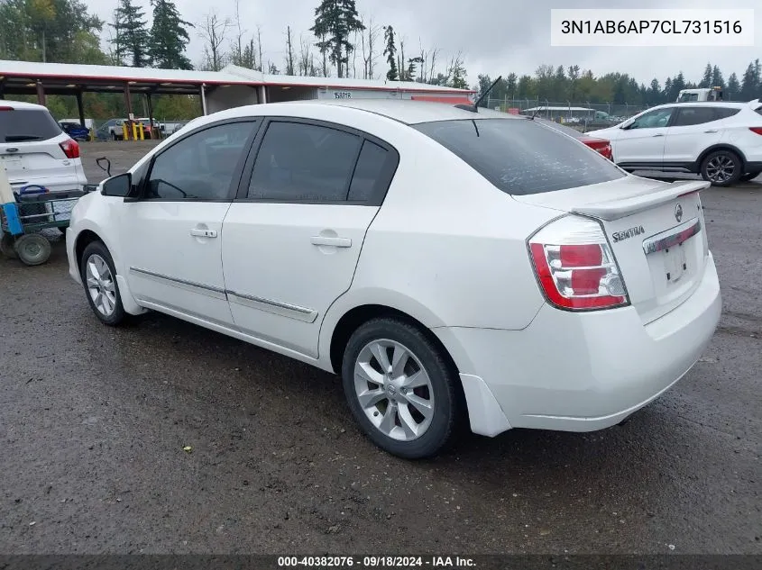 2012 Nissan Sentra 2.0 Sl VIN: 3N1AB6AP7CL731516 Lot: 40382076