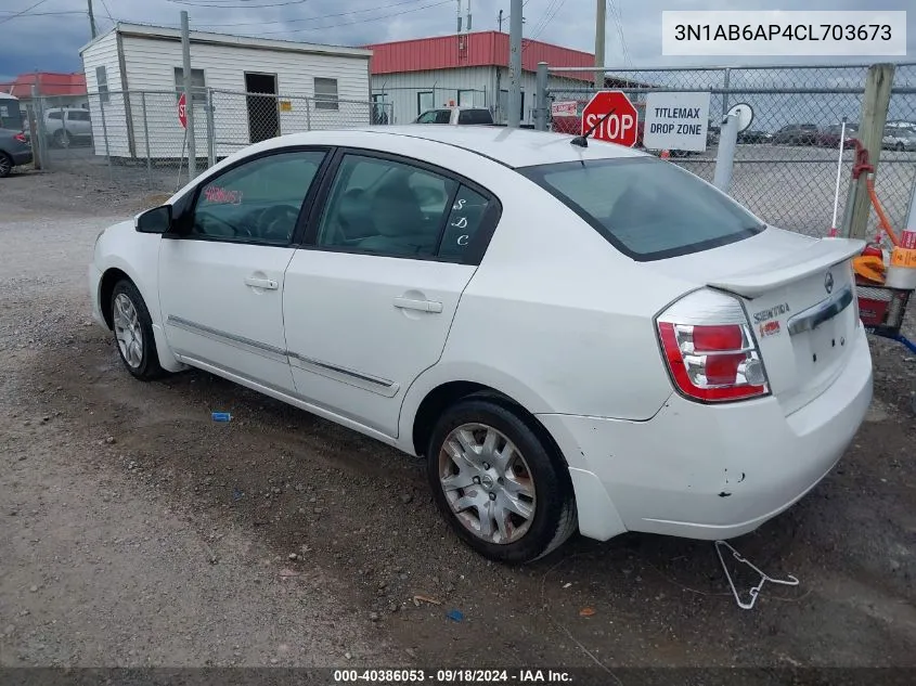 2012 Nissan Sentra 2.0 S VIN: 3N1AB6AP4CL703673 Lot: 40386053