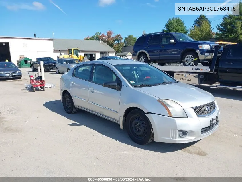 2012 Nissan Sentra 2.0 S VIN: 3N1AB6AP3CL753416 Lot: 40390890