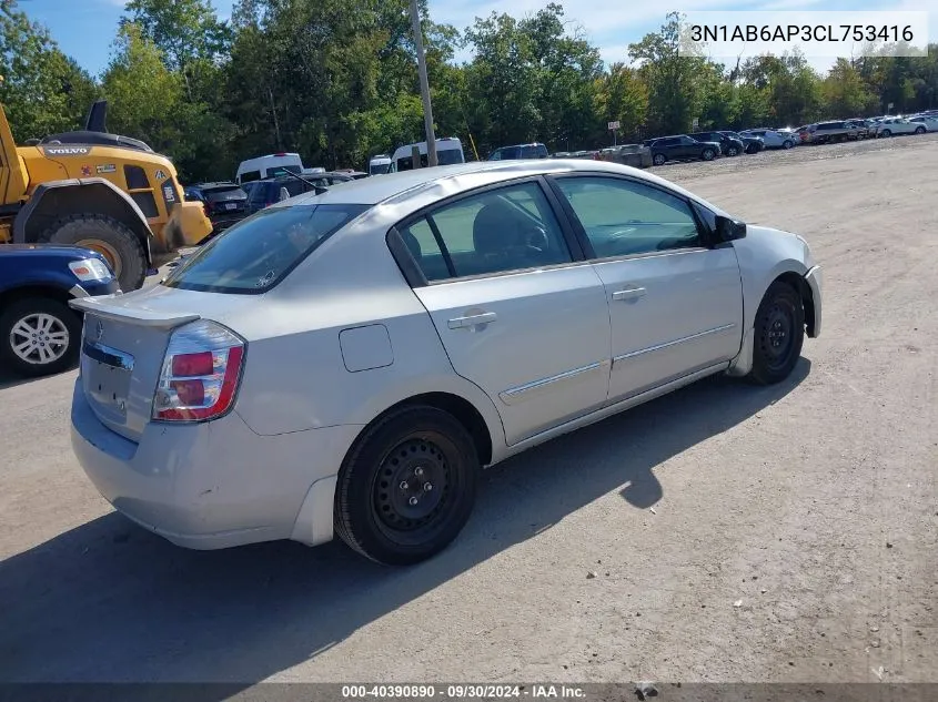 2012 Nissan Sentra 2.0 S VIN: 3N1AB6AP3CL753416 Lot: 40390890