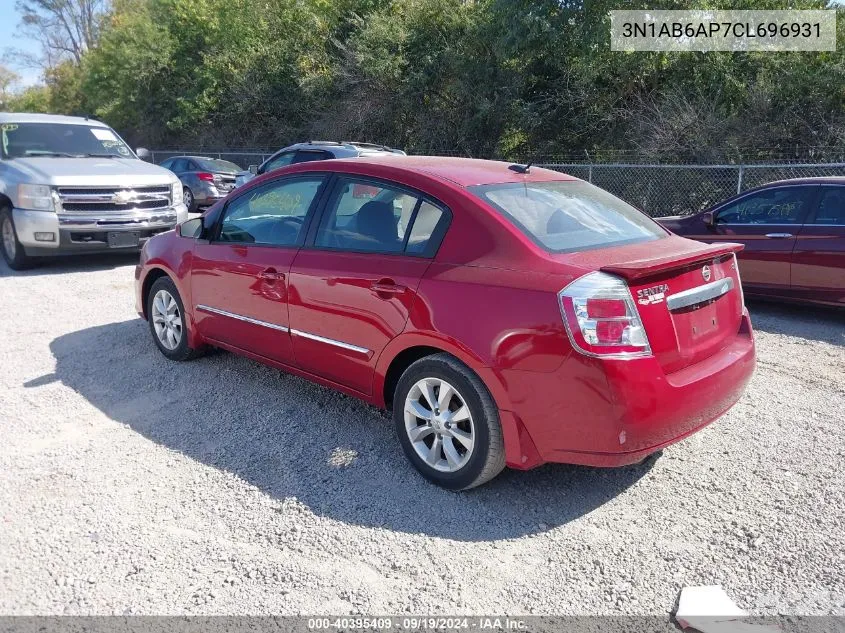 2012 Nissan Sentra 2.0 Sl VIN: 3N1AB6AP7CL696931 Lot: 40395409