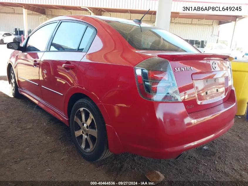 2012 Nissan Sentra 2.0 Sr VIN: 3N1AB6AP8CL649245 Lot: 40464536