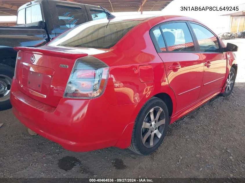 2012 Nissan Sentra 2.0 Sr VIN: 3N1AB6AP8CL649245 Lot: 40464536