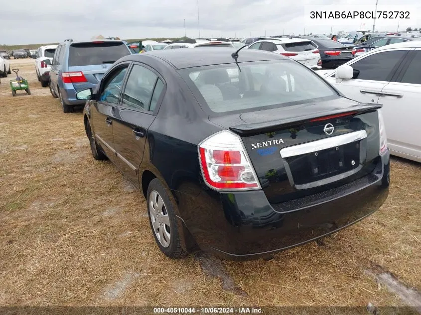 2012 Nissan Sentra 2.0 S VIN: 3N1AB6AP8CL752732 Lot: 40510044