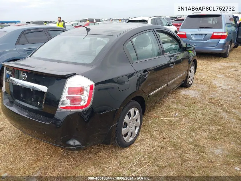 2012 Nissan Sentra 2.0 S VIN: 3N1AB6AP8CL752732 Lot: 40510044