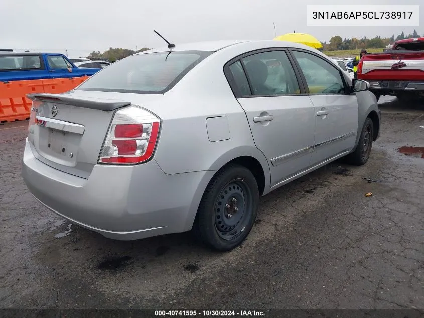 2012 Nissan Sentra 2.0 S VIN: 3N1AB6AP5CL738917 Lot: 40741595