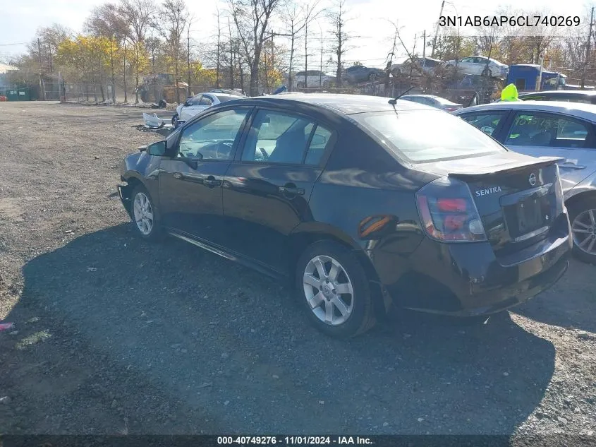 2012 Nissan Sentra 2.0 Sr VIN: 3N1AB6AP6CL740269 Lot: 40749276