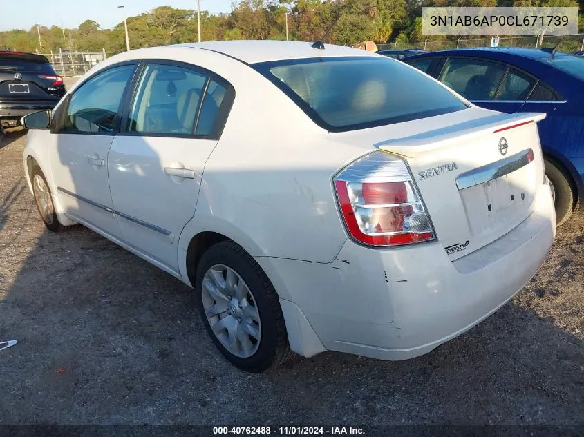 2012 Nissan Sentra 2.0 S VIN: 3N1AB6AP0CL671739 Lot: 40762488