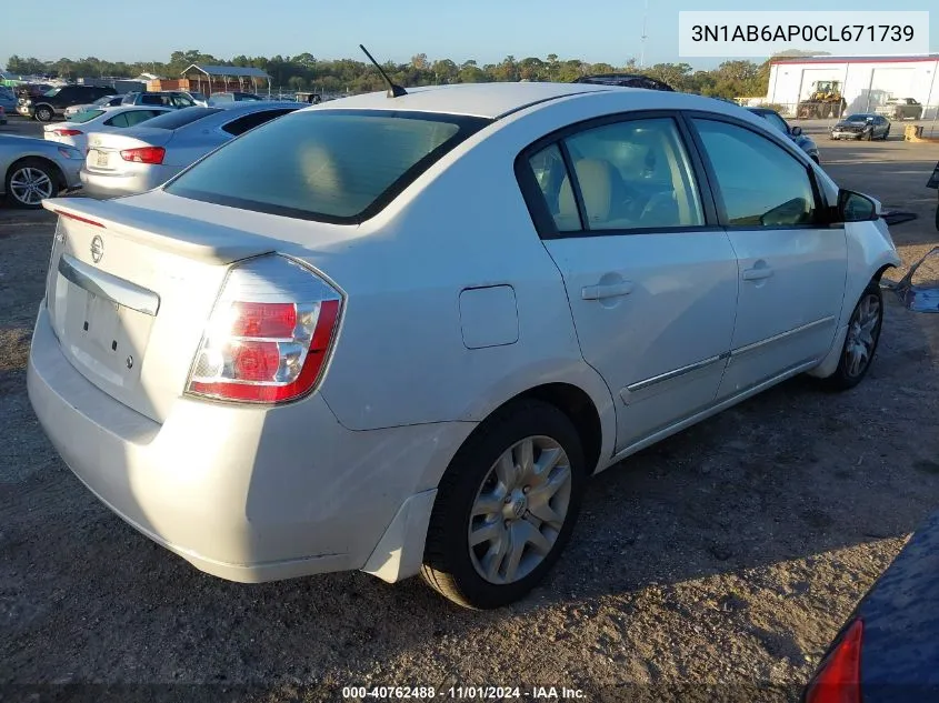 2012 Nissan Sentra 2.0 S VIN: 3N1AB6AP0CL671739 Lot: 40762488