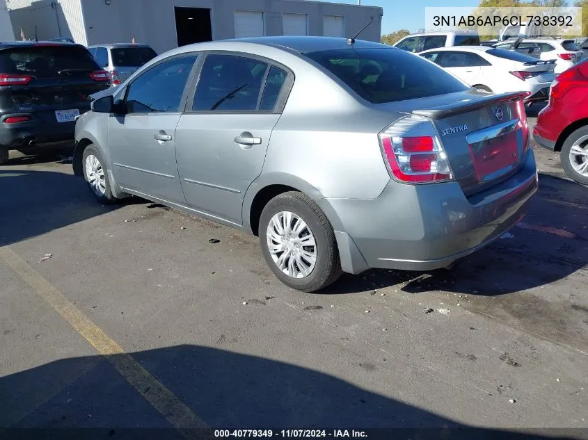 2012 Nissan Sentra 2.0 VIN: 3N1AB6AP6CL738392 Lot: 40779349