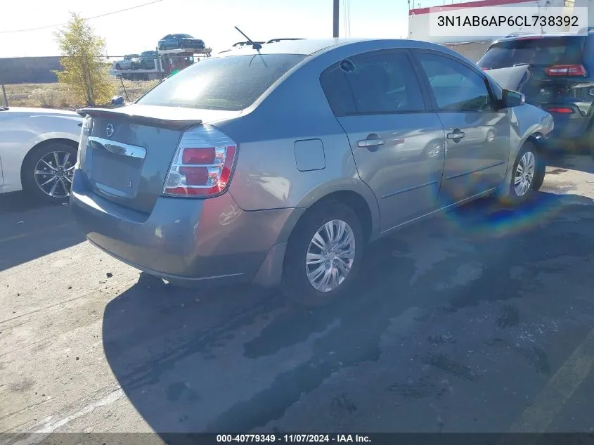 2012 Nissan Sentra 2.0 VIN: 3N1AB6AP6CL738392 Lot: 40779349