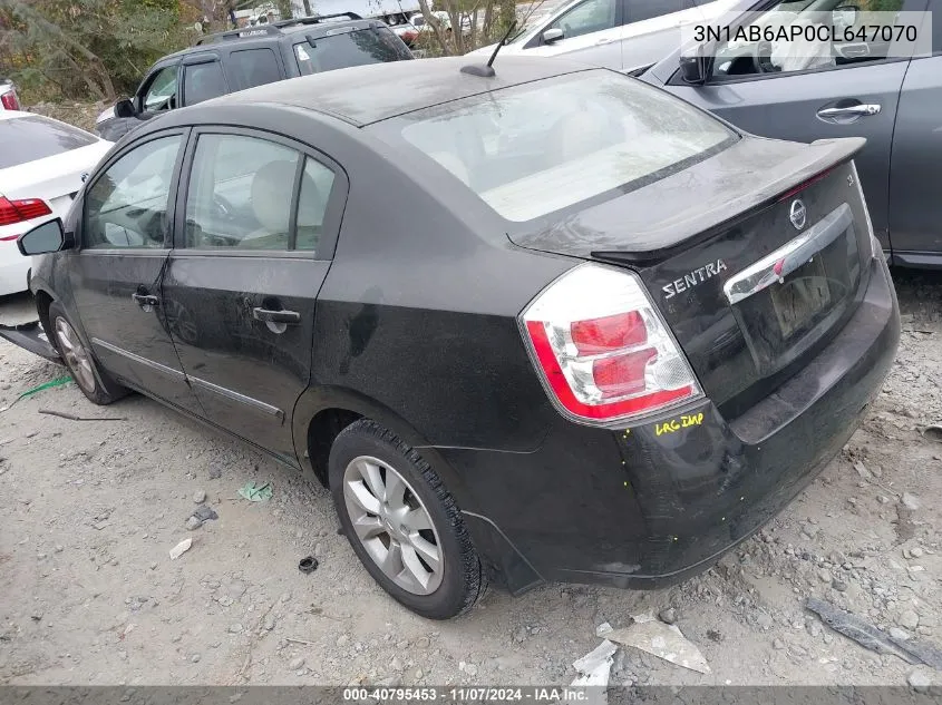 2012 Nissan Sentra 2.0 Sl VIN: 3N1AB6AP0CL647070 Lot: 40795453