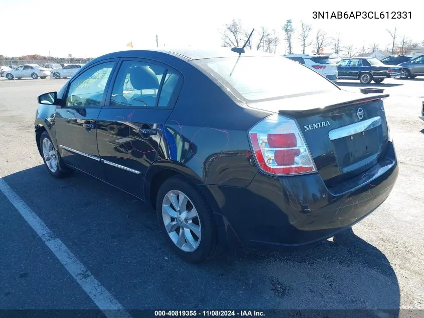 2012 Nissan Sentra 2.0 Sl VIN: 3N1AB6AP3CL612331 Lot: 40819355