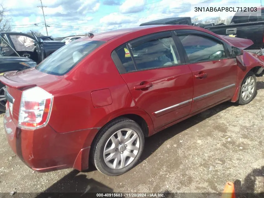 2012 Nissan Sentra 2.0 S VIN: 3N1AB6AP8CL712103 Lot: 40915683