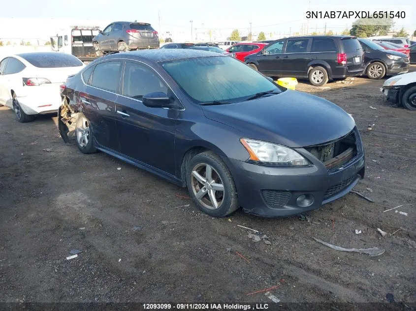 2013 Nissan Sentra VIN: 3N1AB7APXDL651540 Lot: 12093099