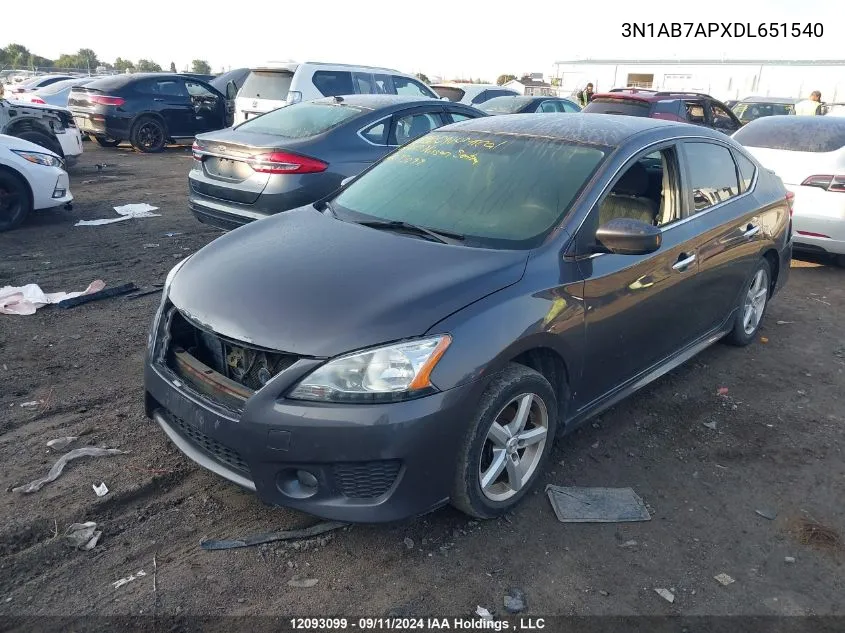 2013 Nissan Sentra VIN: 3N1AB7APXDL651540 Lot: 12093099