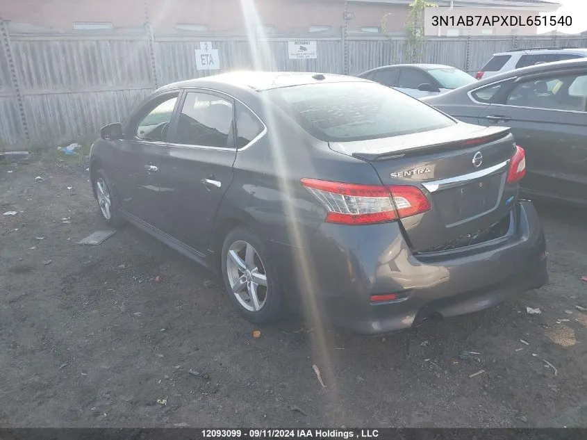 2013 Nissan Sentra VIN: 3N1AB7APXDL651540 Lot: 12093099