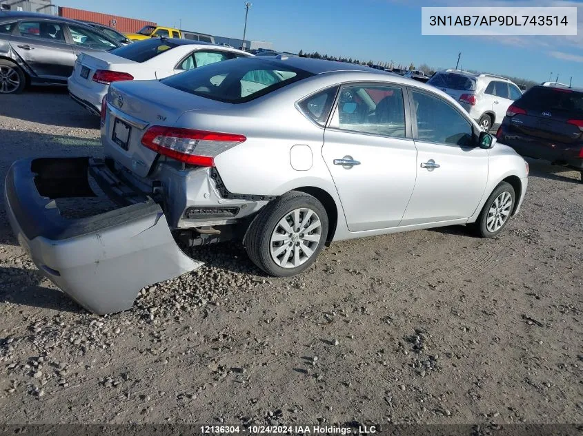 2013 Nissan Sentra VIN: 3N1AB7AP9DL743514 Lot: 12136304