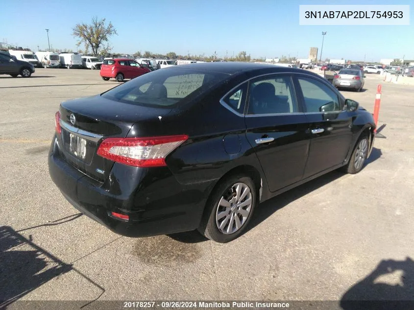 2013 Nissan Sentra S/Sv/Sr/Sl VIN: 3N1AB7AP2DL754953 Lot: 20178257