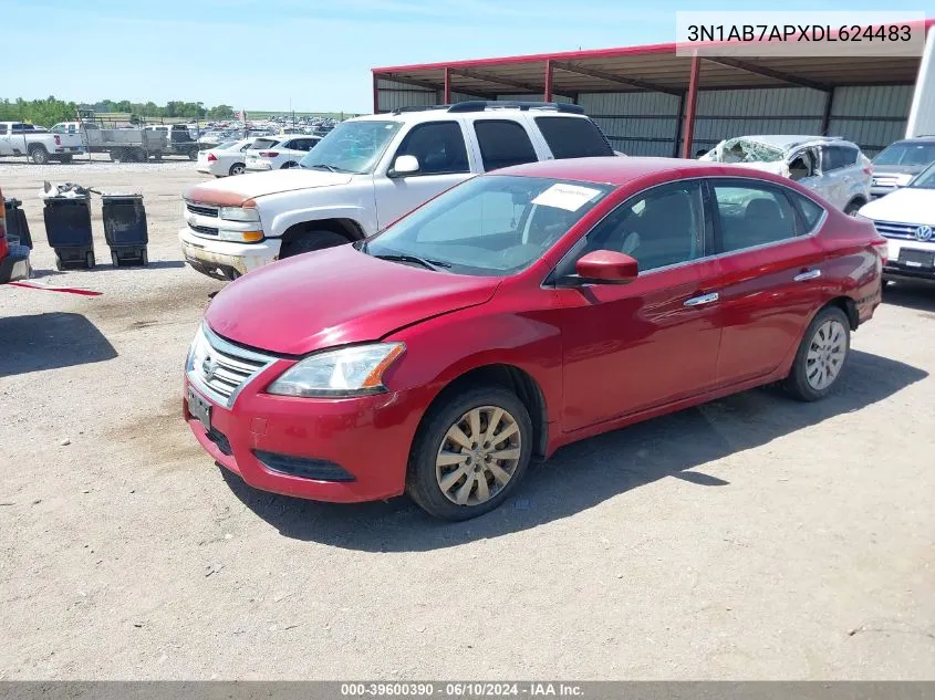 2013 Nissan Sentra Sv VIN: 3N1AB7APXDL624483 Lot: 39600390