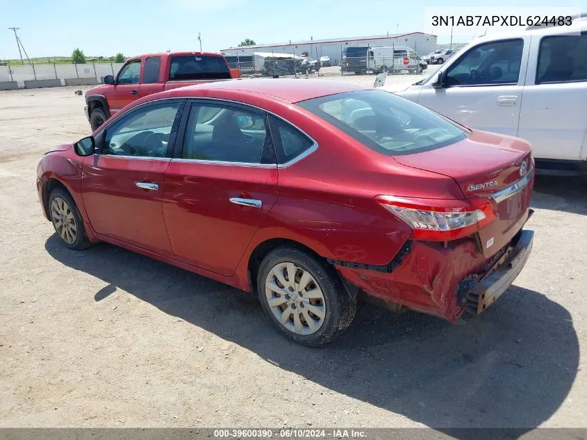 2013 Nissan Sentra Sv VIN: 3N1AB7APXDL624483 Lot: 39600390