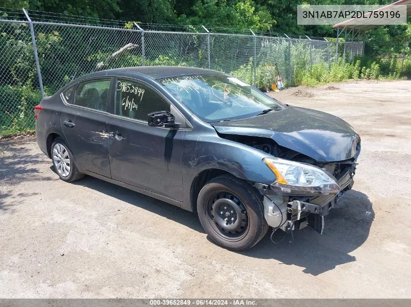 2013 Nissan Sentra Fe+ S VIN: 3N1AB7AP2DL759196 Lot: 39652849