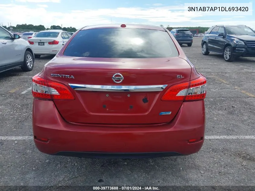 2013 Nissan Sentra Sl VIN: 3N1AB7AP1DL693420 Lot: 39773688