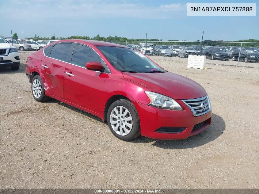 2013 Nissan Sentra S VIN: 3N1AB7APXDL757888 Lot: 39908591