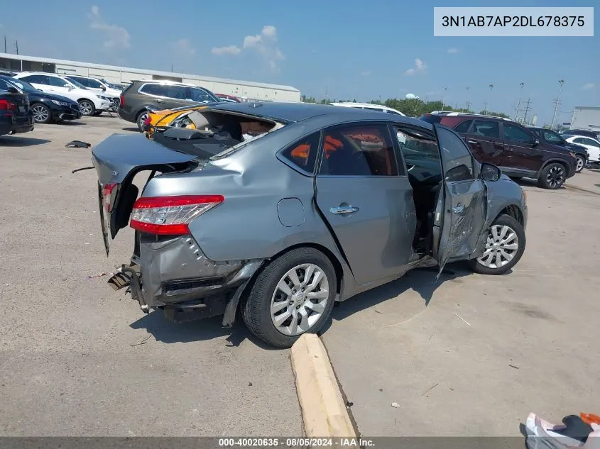 2013 Nissan Sentra Sv VIN: 3N1AB7AP2DL678375 Lot: 40020635