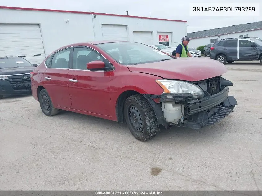 2013 Nissan Sentra Sv VIN: 3N1AB7AP3DL793289 Lot: 40051721