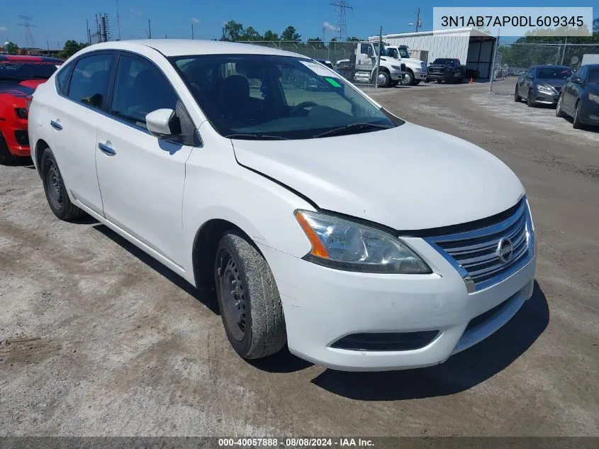 2013 Nissan Sentra S VIN: 3N1AB7AP0DL609345 Lot: 40057888