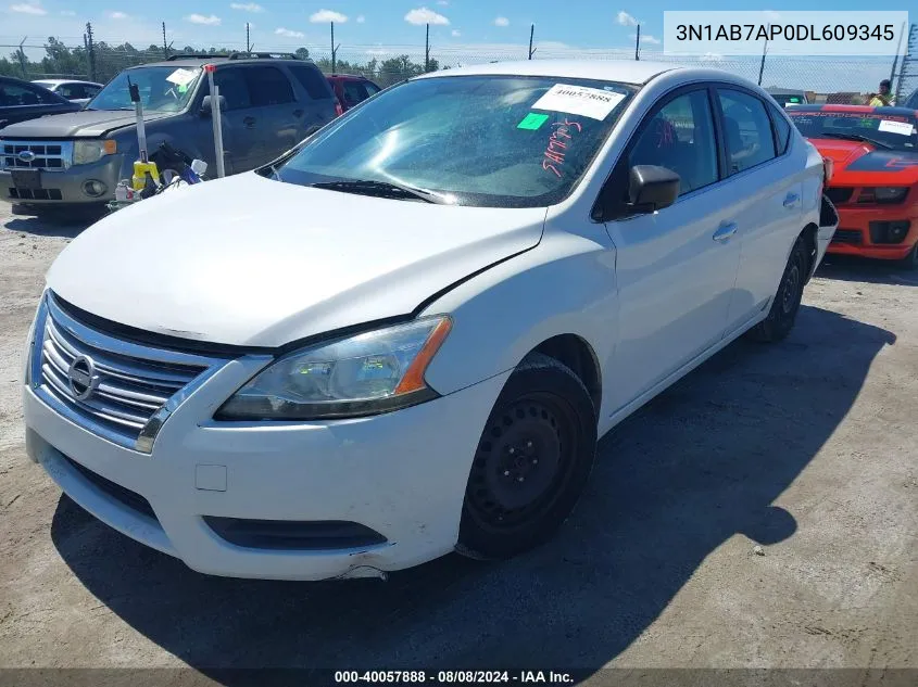 2013 Nissan Sentra S VIN: 3N1AB7AP0DL609345 Lot: 40057888