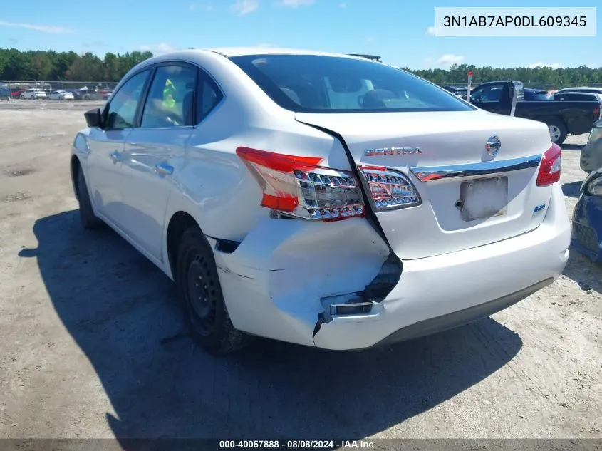 2013 Nissan Sentra S VIN: 3N1AB7AP0DL609345 Lot: 40057888