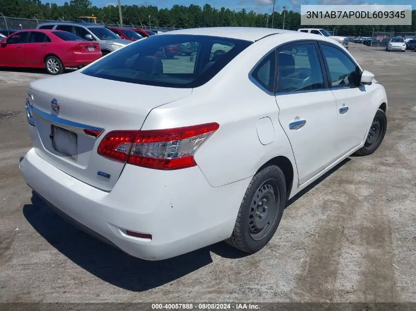 2013 Nissan Sentra S VIN: 3N1AB7AP0DL609345 Lot: 40057888