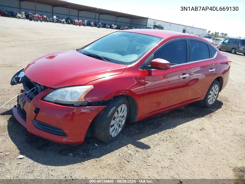 2013 Nissan Sentra Sv VIN: 3N1AB7AP4DL669130 Lot: 40134605