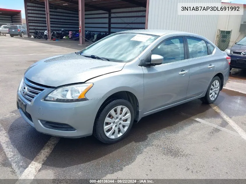 2013 Nissan Sentra Sv VIN: 3N1AB7AP3DL691992 Lot: 40136344