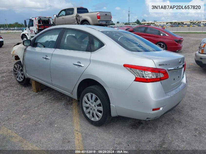 2013 Nissan Sentra Sv VIN: 3N1AB7AP2DL657820 Lot: 40153819