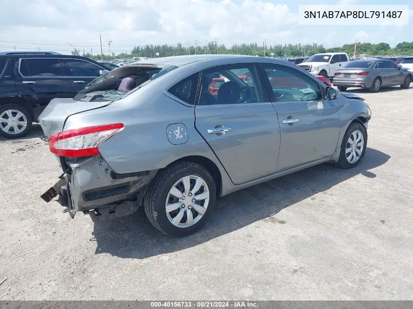 2013 Nissan Sentra S/Sv/Sr/Sl VIN: 3N1AB7AP8DL791487 Lot: 40156733