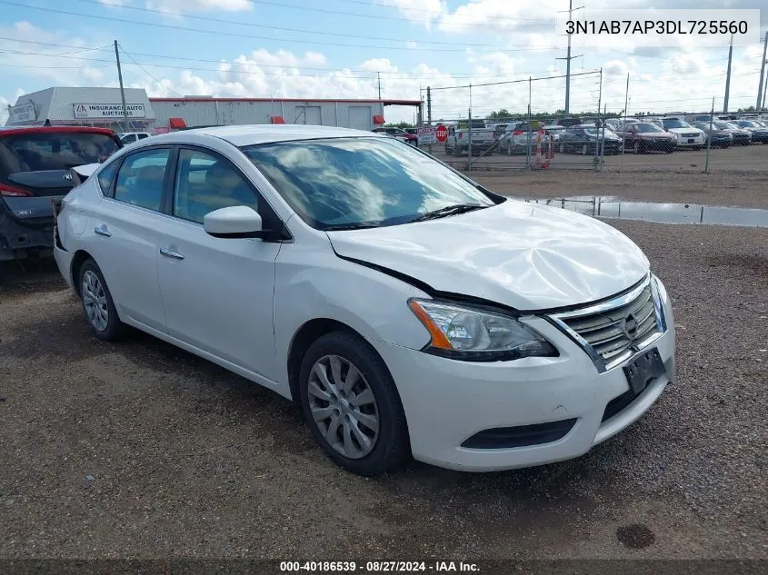 2013 Nissan Sentra S VIN: 3N1AB7AP3DL725560 Lot: 40186539